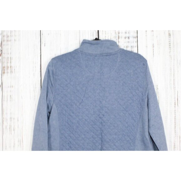 LL Bean Quilted Quarter Zip Pullover Sweater Larkspur Size M Pet - Picture 9 of 14